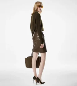 ABOVE THE KNEE LEATHER PENCIL SKIRT