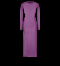 ANKLE LENGTH CREWNECK SILK DRESS
