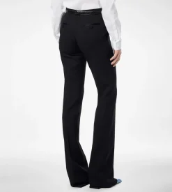 BI-COLOR SHARP GRAIN DE POUDRE TAILORED TUXEDO STRAIGHT PANTS