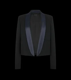 BI-COLOR SINGLE BREASTED SHAWL LAPEL CROPPED TUXEDO JACKET