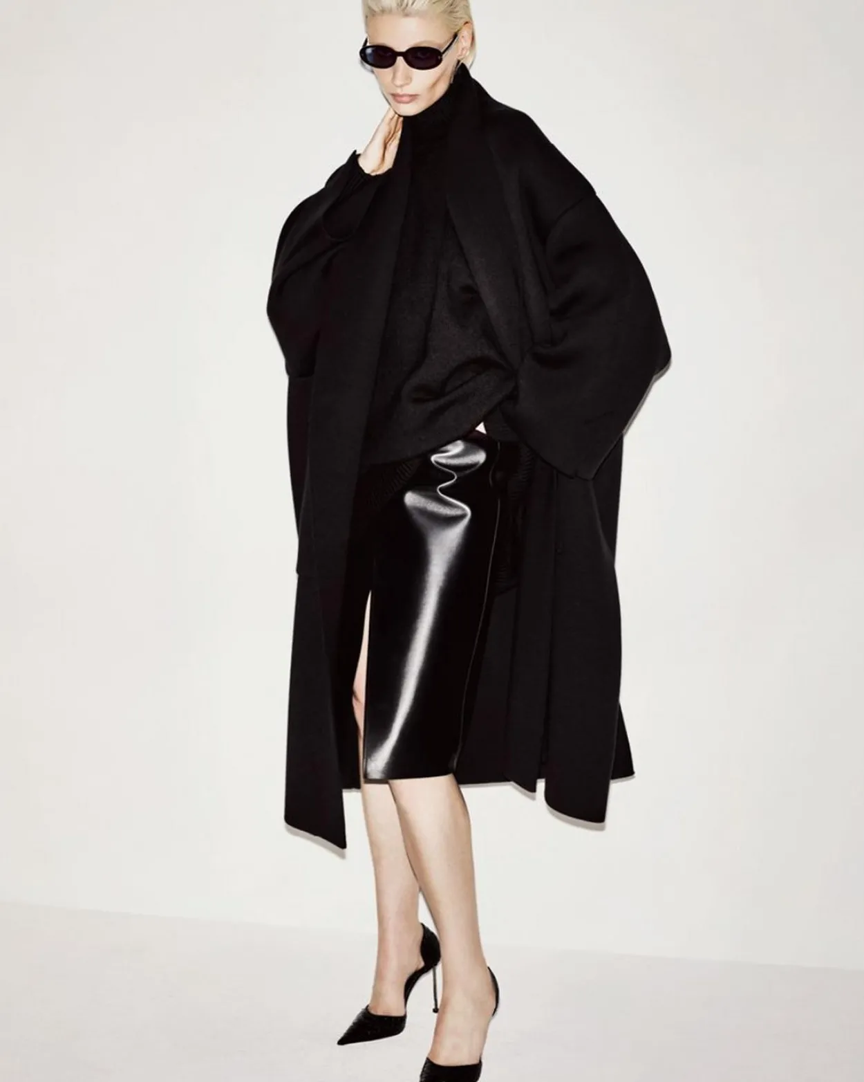 BONDED NAPPA LEATHER WRAP SKIRT