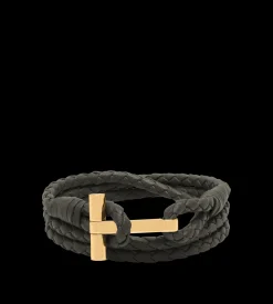 BRAIDED LEATHER T BRACELET