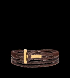 BRAIDED LEATHER T BRACELET