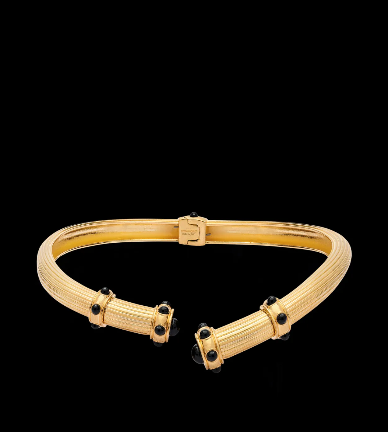 BRASS AND CRYSTAL CABOCHONS CHOKER