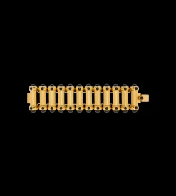 BRASS AND CRYSTAL CABOCHONS BRACELET