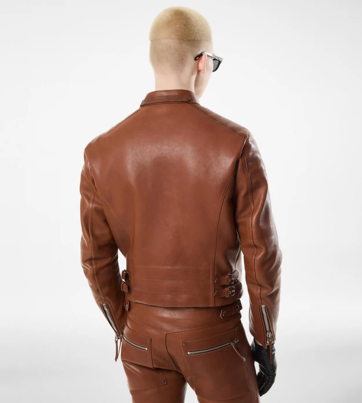 BUFFALO GRAIN LEATHER ASYMMETRIC RACER