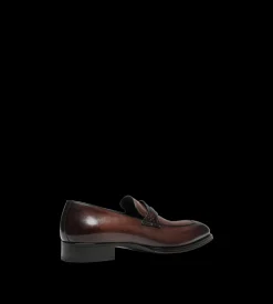 BURNISHED LEATHER AND ALLIGATOR ELKAN TWISTED BAND LOAFER