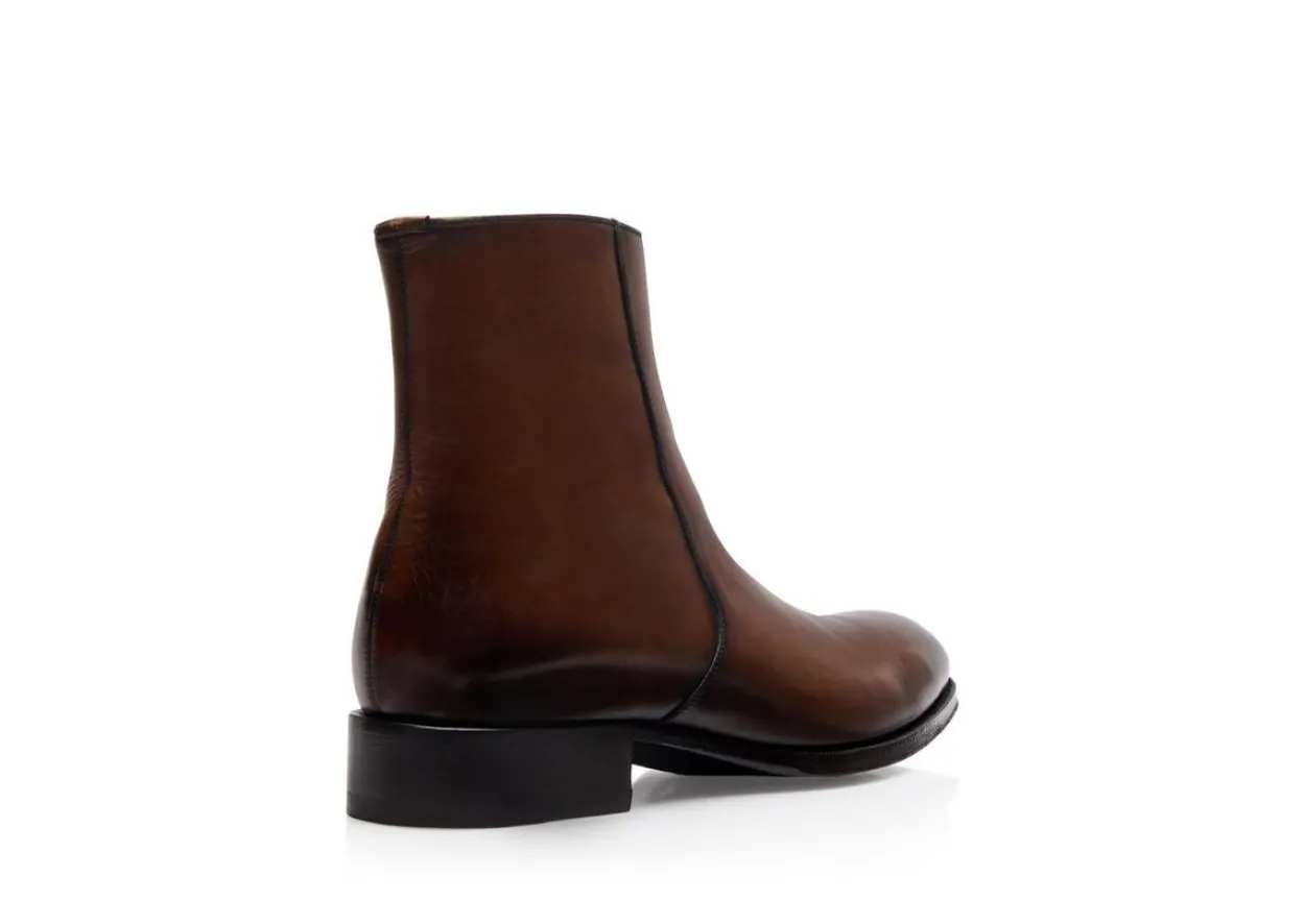 BURNISHED LEATHER EDGAR ZIP BOOT