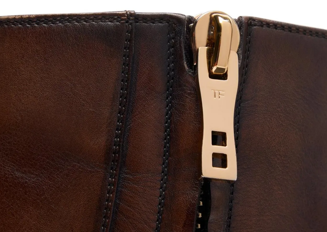 BURNISHED LEATHER EDGAR ZIP BOOT