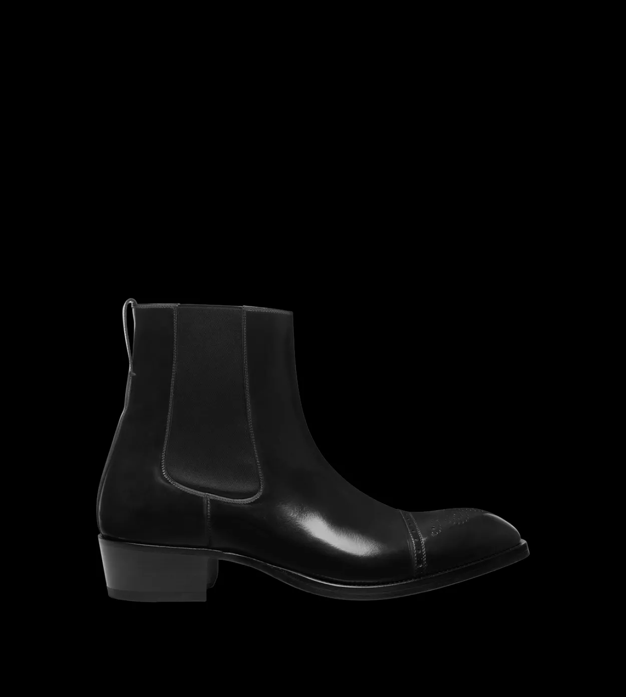 BURNISHED LEATHER VINCENT BROGUE CHELSEA BOOT