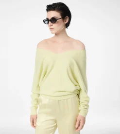 CASHMERE OFF THE SHOULDER V-NECK KNIT