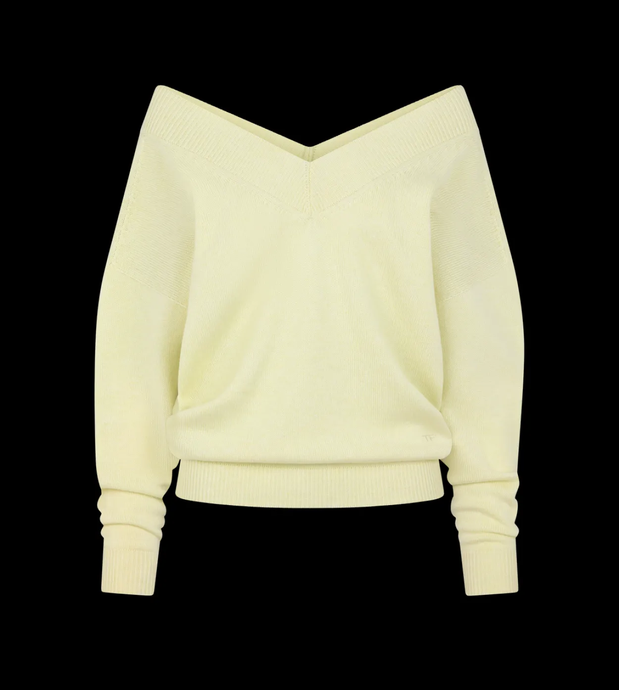 CASHMERE OFF THE SHOULDER V-NECK KNIT