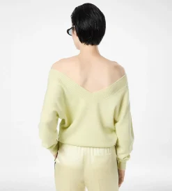 CASHMERE OFF THE SHOULDER V-NECK KNIT