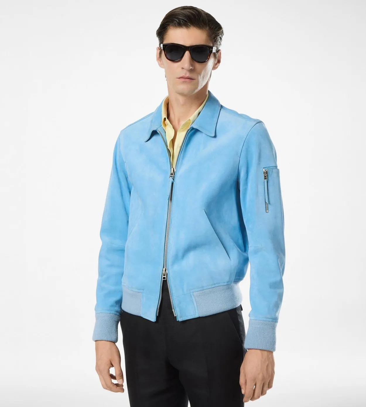 CASHMERE SUEDE COLLAR BLOUSON