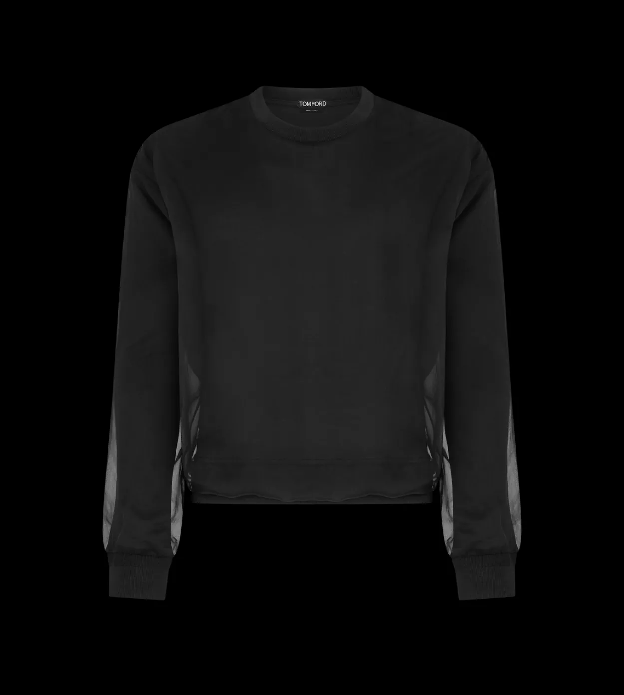 CHIFFON LAYERED JERSEY CREW NECK