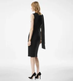 COCKTAIL DRESS WITH CUT OUT AND SCARF DETAIL