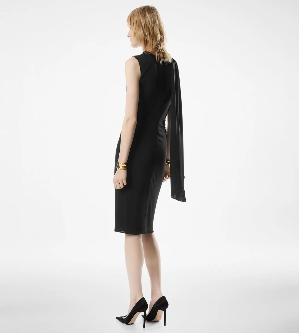 COCKTAIL DRESS WITH CUT OUT AND SCARF DETAIL
