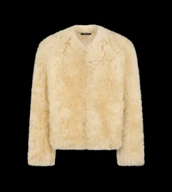 COLLARLESS SHEARLING JACKET