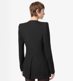 COLLARLESS WOOL SILK JACKET