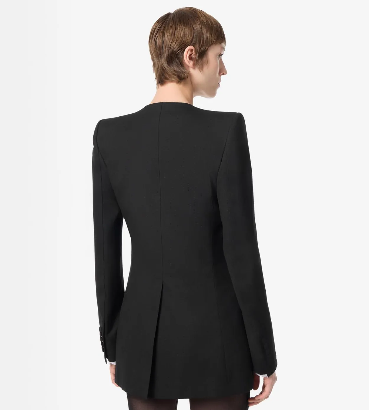 COLLARLESS WOOL SILK JACKET