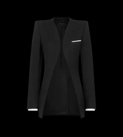 COLLARLESS WOOL SILK JACKET