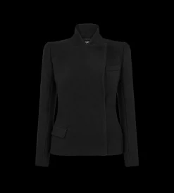 COMPACT STRETCH BOUCLE' WRAP JACKET