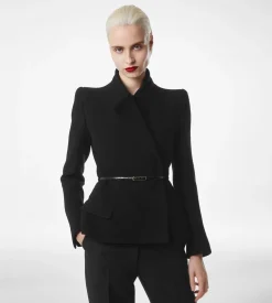 COMPACT STRETCH BOUCLE' WRAP JACKET