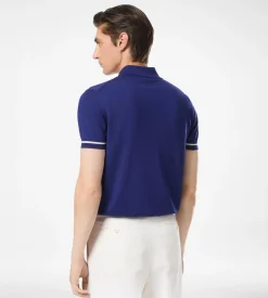 CONTRAST PIPING CASHMERE SILK POLO