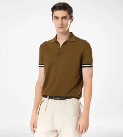 CONTRAST PIPING COTTON SILK POLO