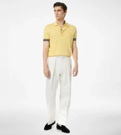 CONTRAST PIPING COTTON SILK POLO