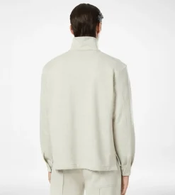 COTTON SILK CASHMERE HALF BUTTON PULLOVER