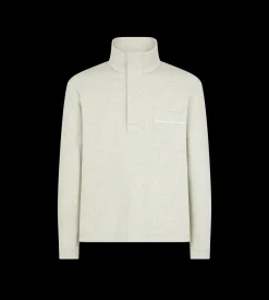 COTTON SILK CASHMERE HALF BUTTON PULLOVER