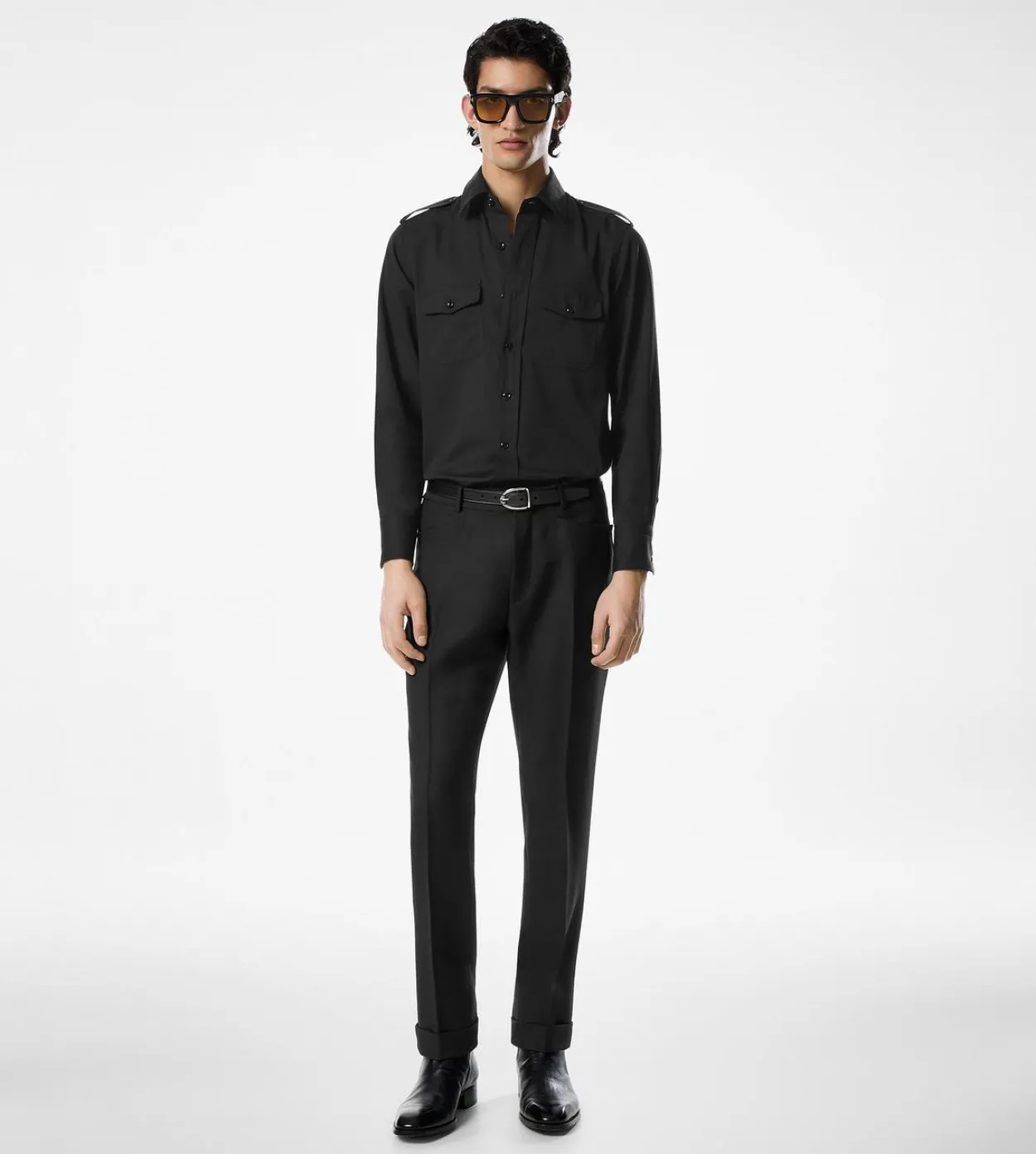 COTTON SILK FAILLE MILITARY SHIRT