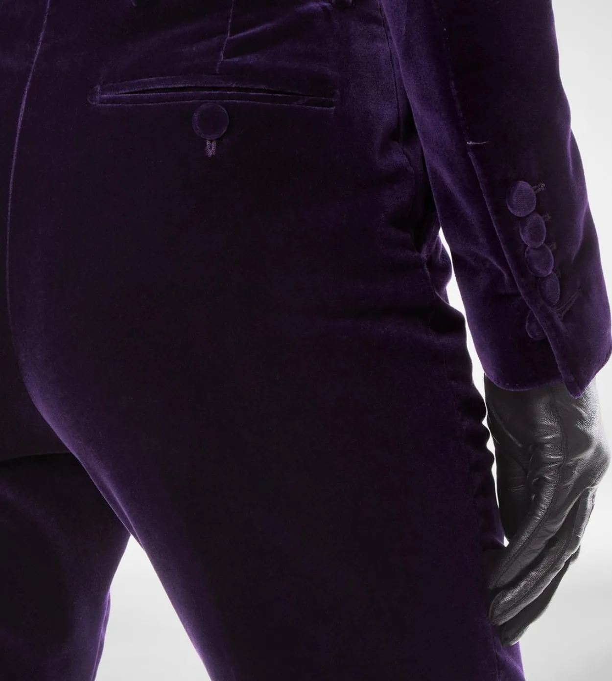 COTTON VELVET TAILORED STRAIGHT PANTS