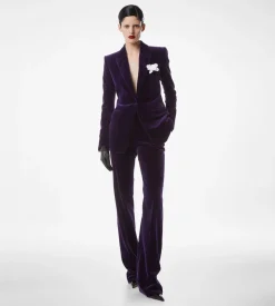 COTTON VELVET TAILORED STRAIGHT PANTS