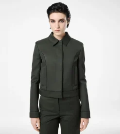 COTTON VISCOSE TWILL BLOUSON WITH PIPING
