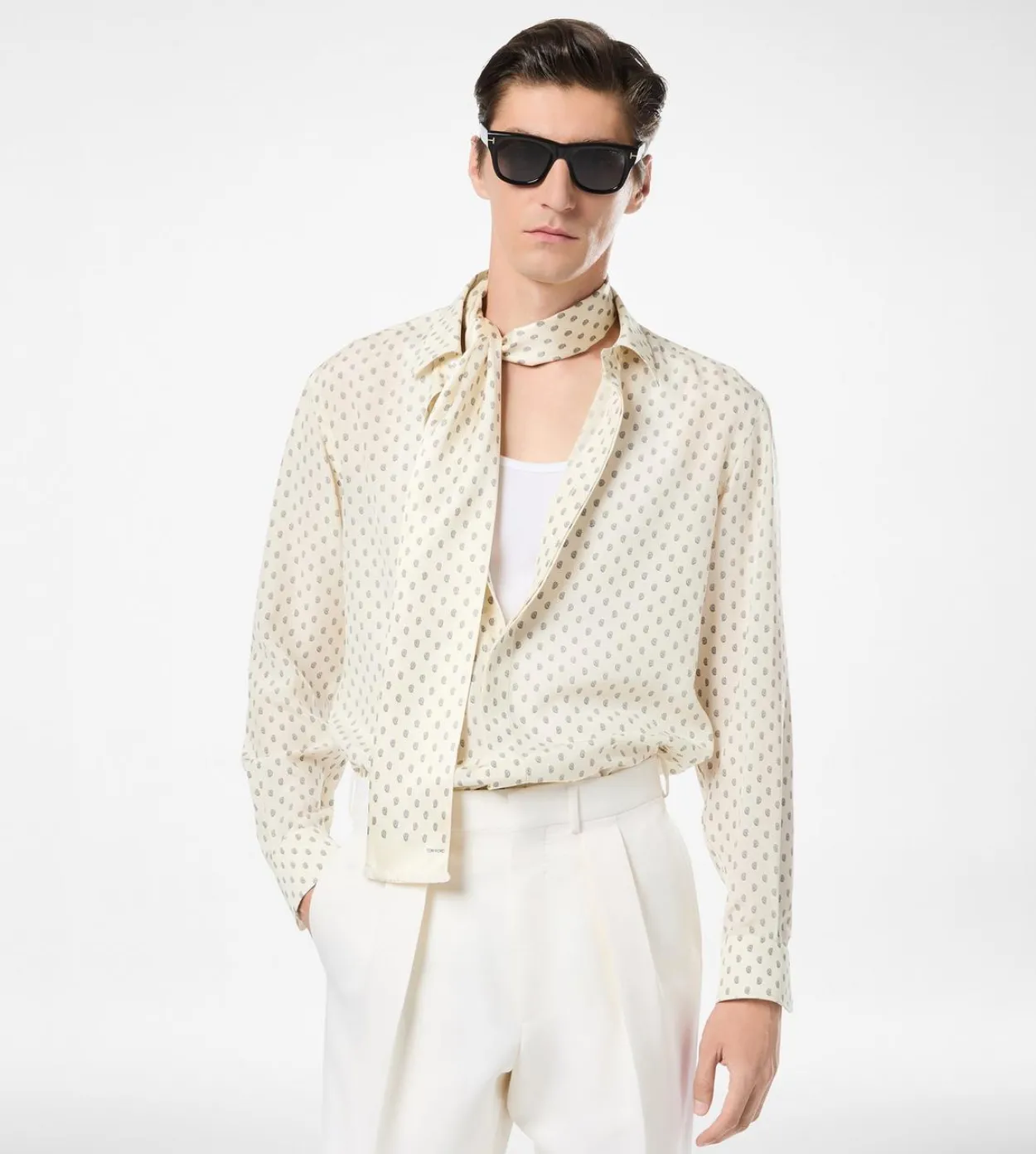 CREPE DE CHINE PAISLEY PRINT FLUID FIT SHIRT