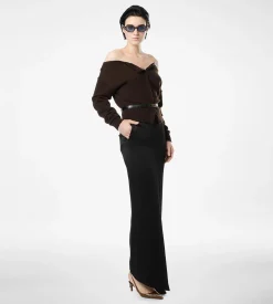 CREPE ENVERS SATIN TAILORED SKIRT