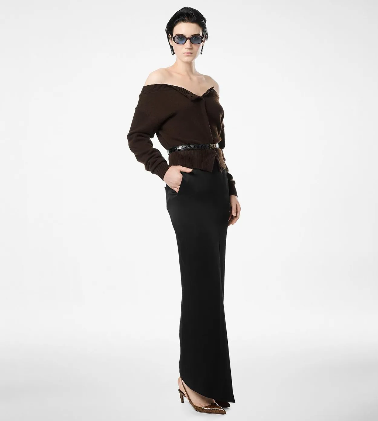 CREPE ENVERS SATIN TAILORED SKIRT