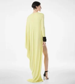 CREPE JERSEY LONG SLEEVE EVENING DRESS