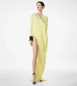 CREPE JERSEY LONG SLEEVE EVENING DRESS
