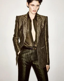 CROCO JACQUARD SINGLE BREASTED PEAK LAPEL JACKET