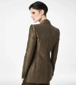 CROCO JACQUARD SINGLE BREASTED PEAK LAPEL JACKET