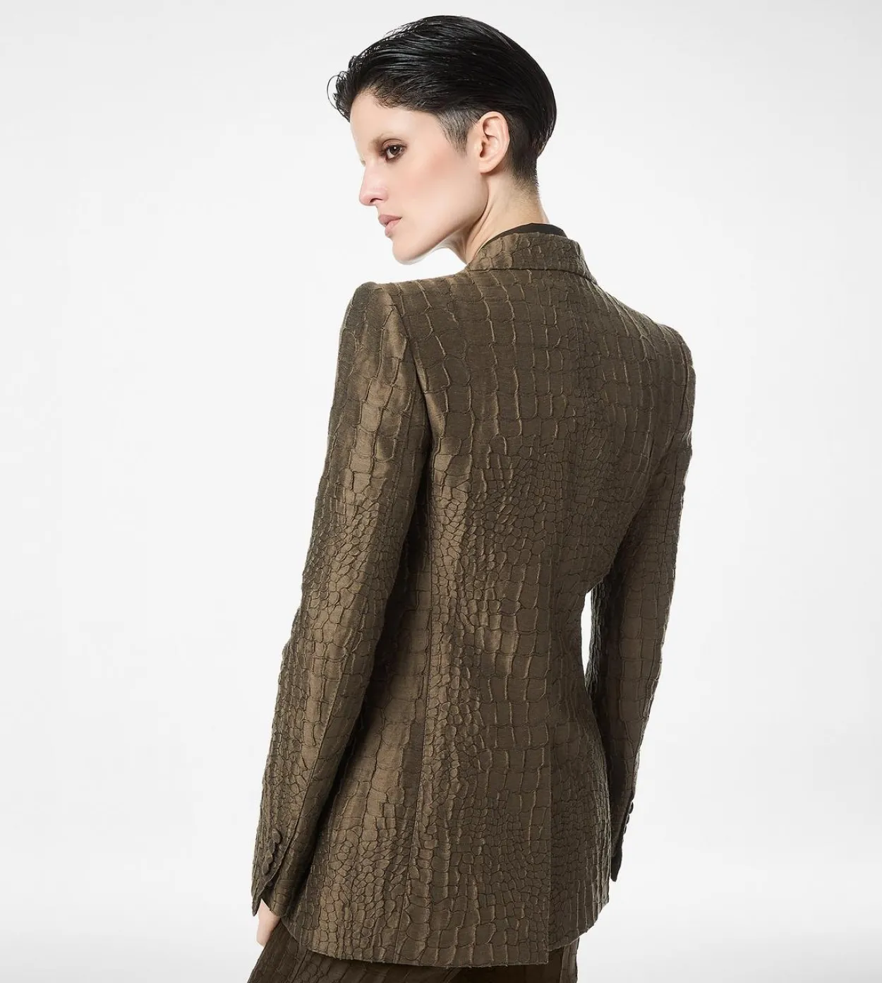CROCO JACQUARD SINGLE BREASTED PEAK LAPEL JACKET