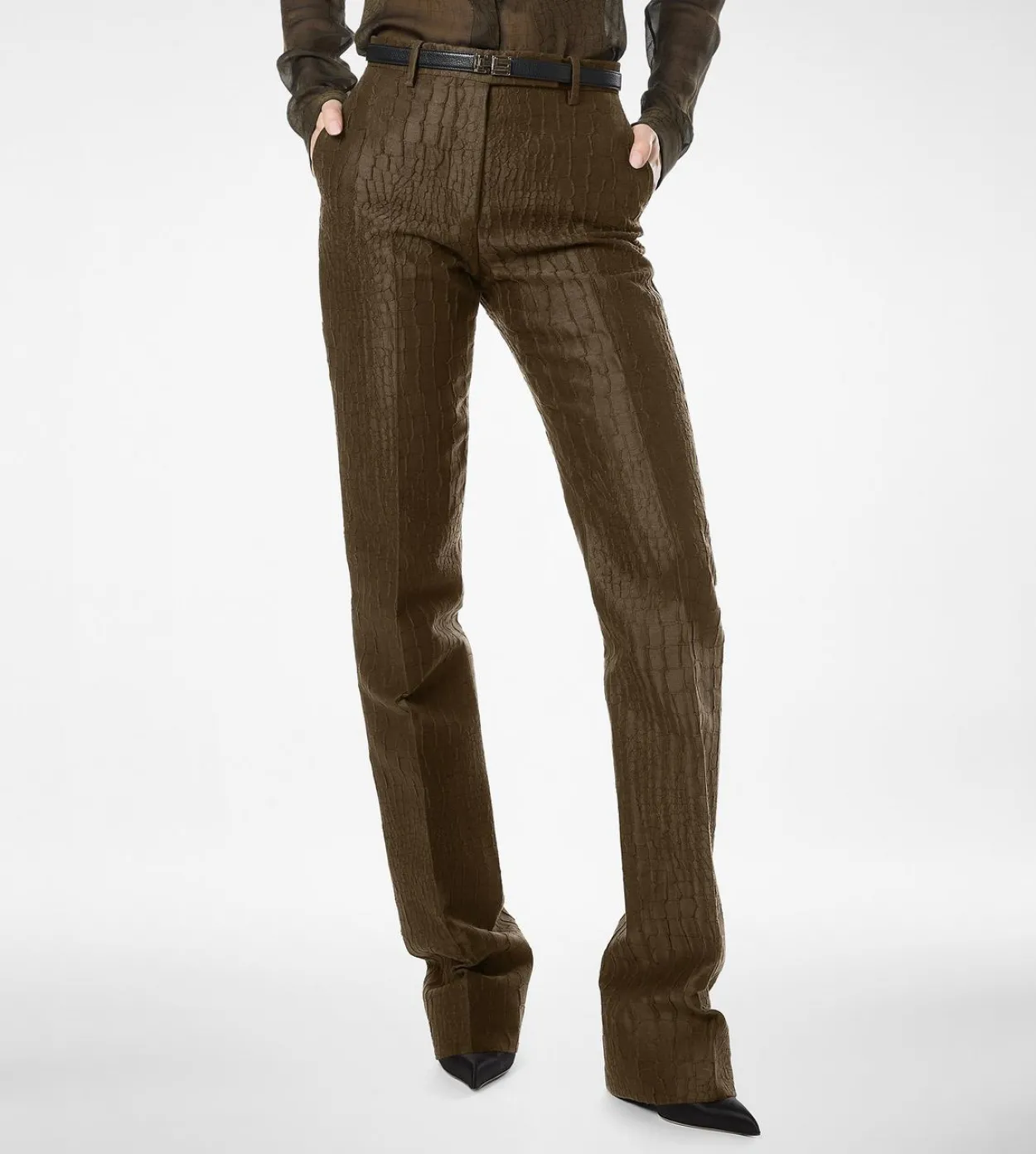 CROCO JACQUARD TAILORED STRAIGHT PANTS