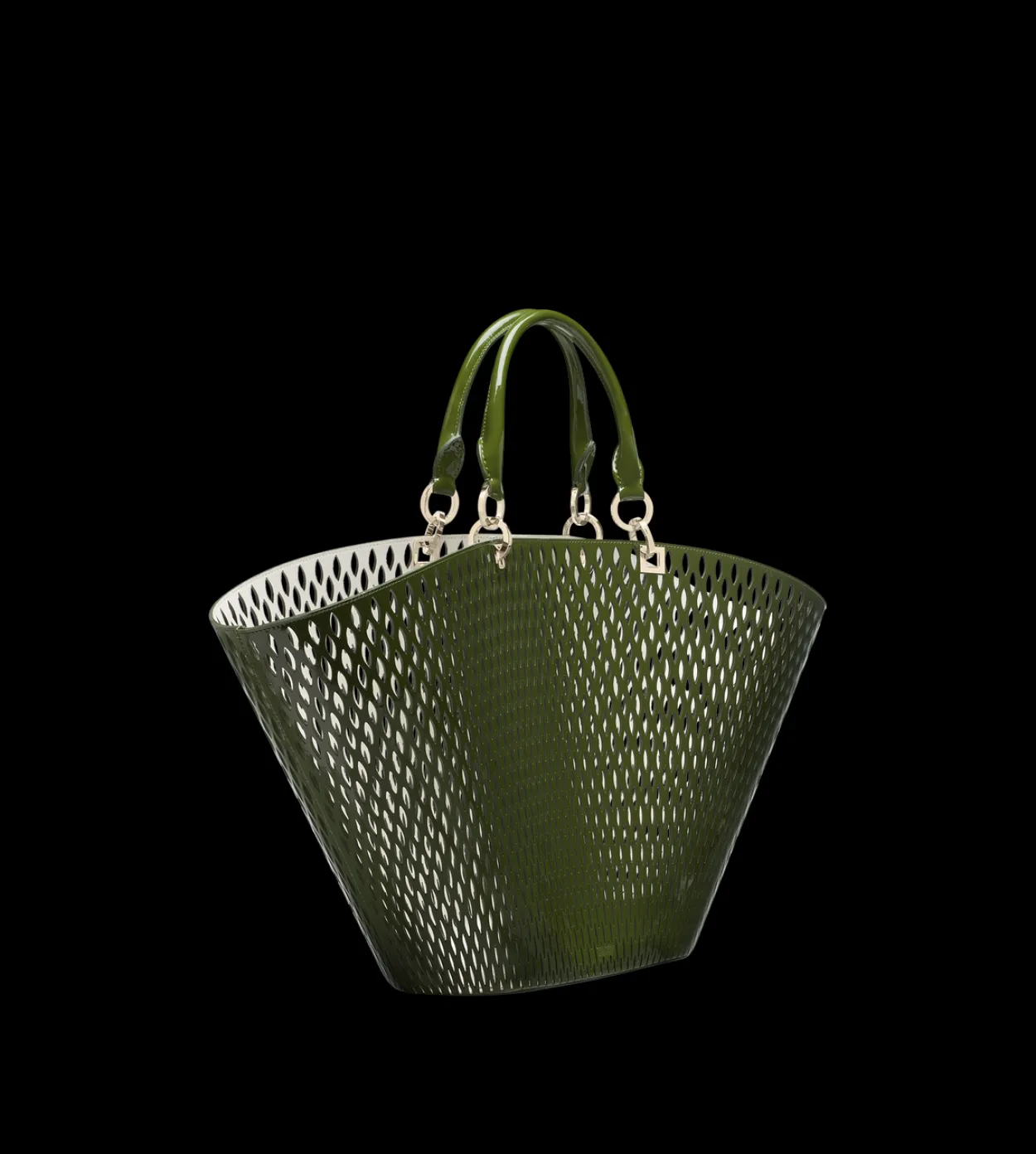 CUT OUT PATENT LEATHER LARGE PANIER
