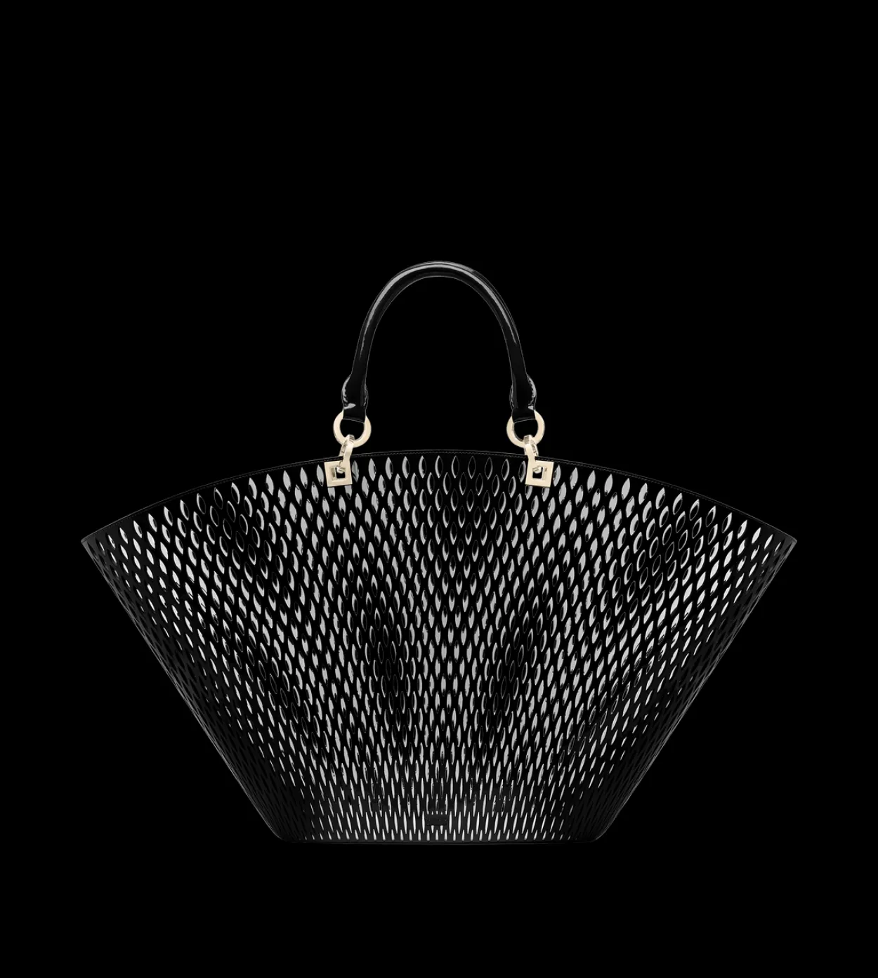 CUT OUT PATENT LEATHER LARGE PANIER