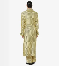 DIAMOND PRINT SILK TWILL ROBE
