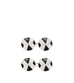 DIAMOND ROUND CUFFLINKS