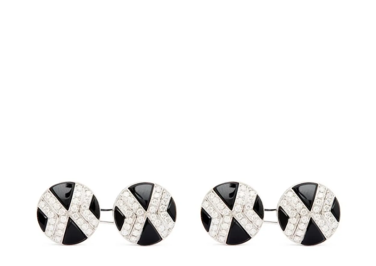 DIAMOND ROUND CUFFLINKS